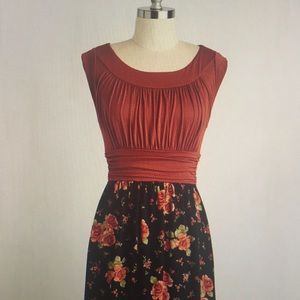 Jersey Dress in Paprika and Roses